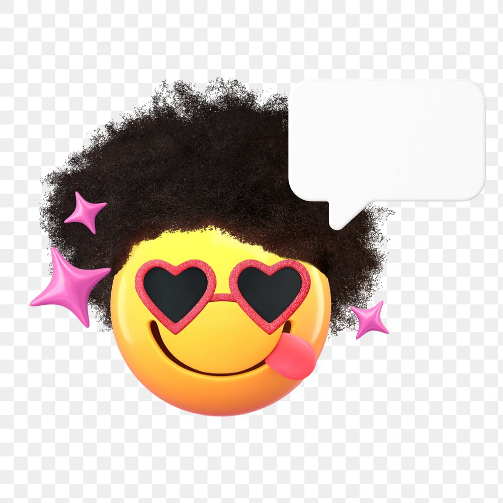 Afro emoticon, 3D social media graphic, editable design