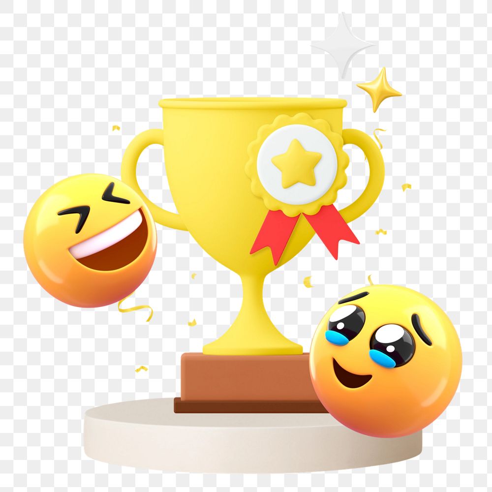 Winning trophy emoticon 3D sticker