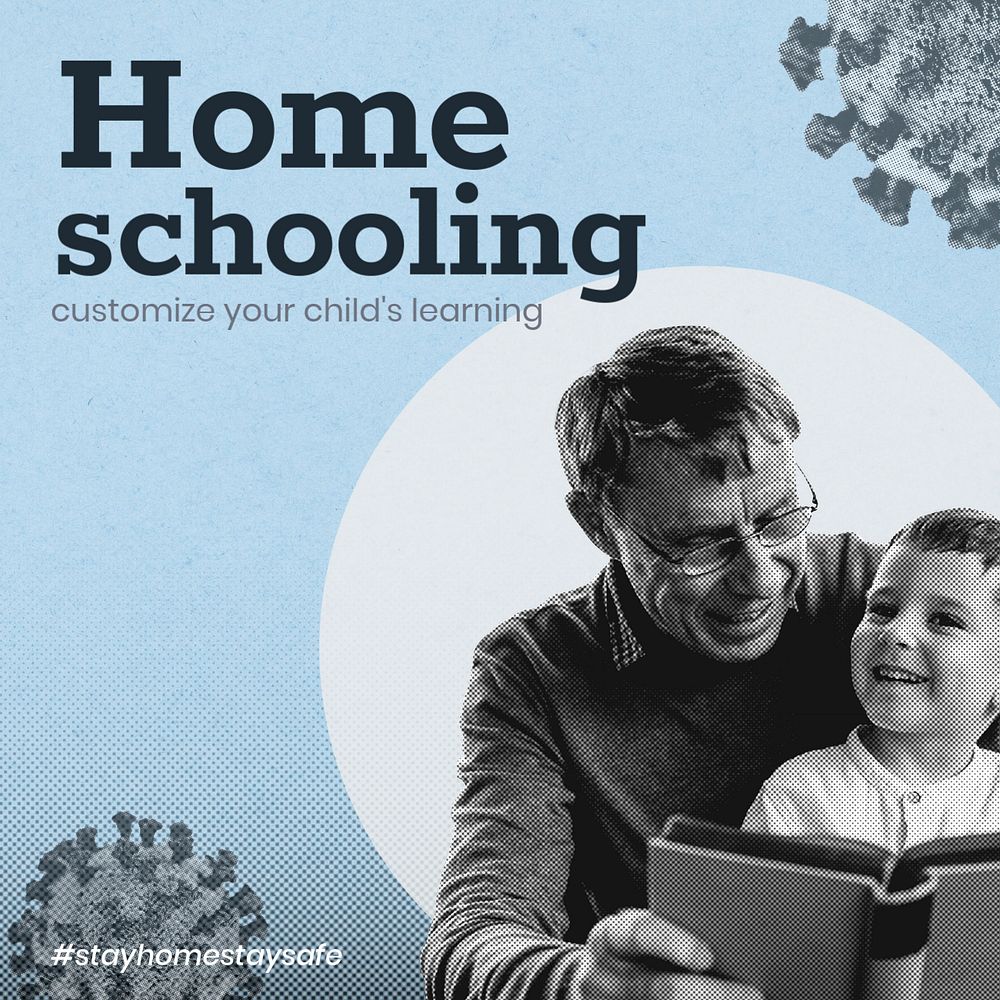 Home schooling Instagram post template, editable design