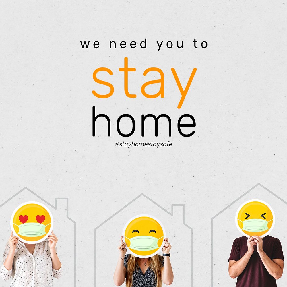 Stay home Instagram post template, editable design