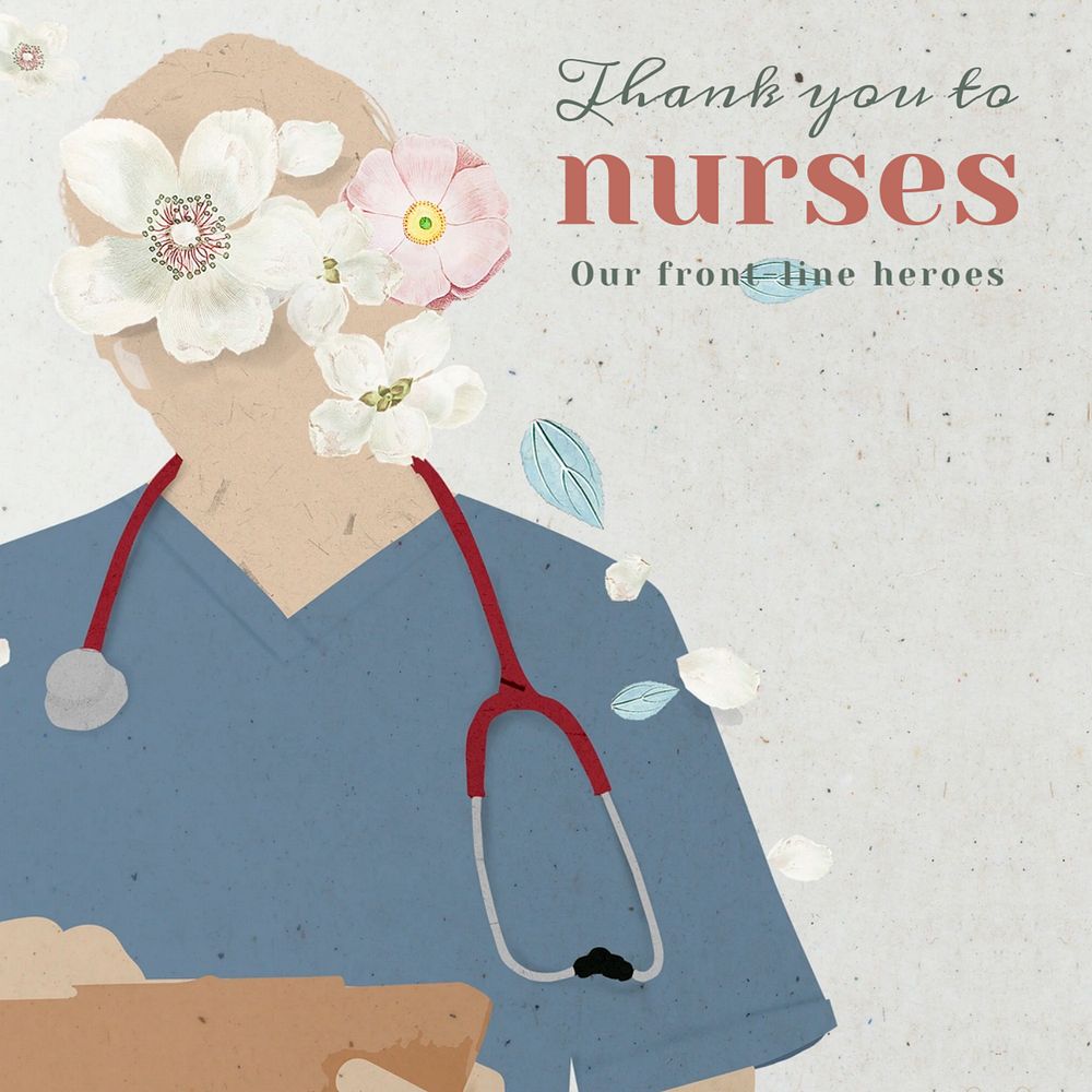 Thanks nurses Instagram post template, editable design