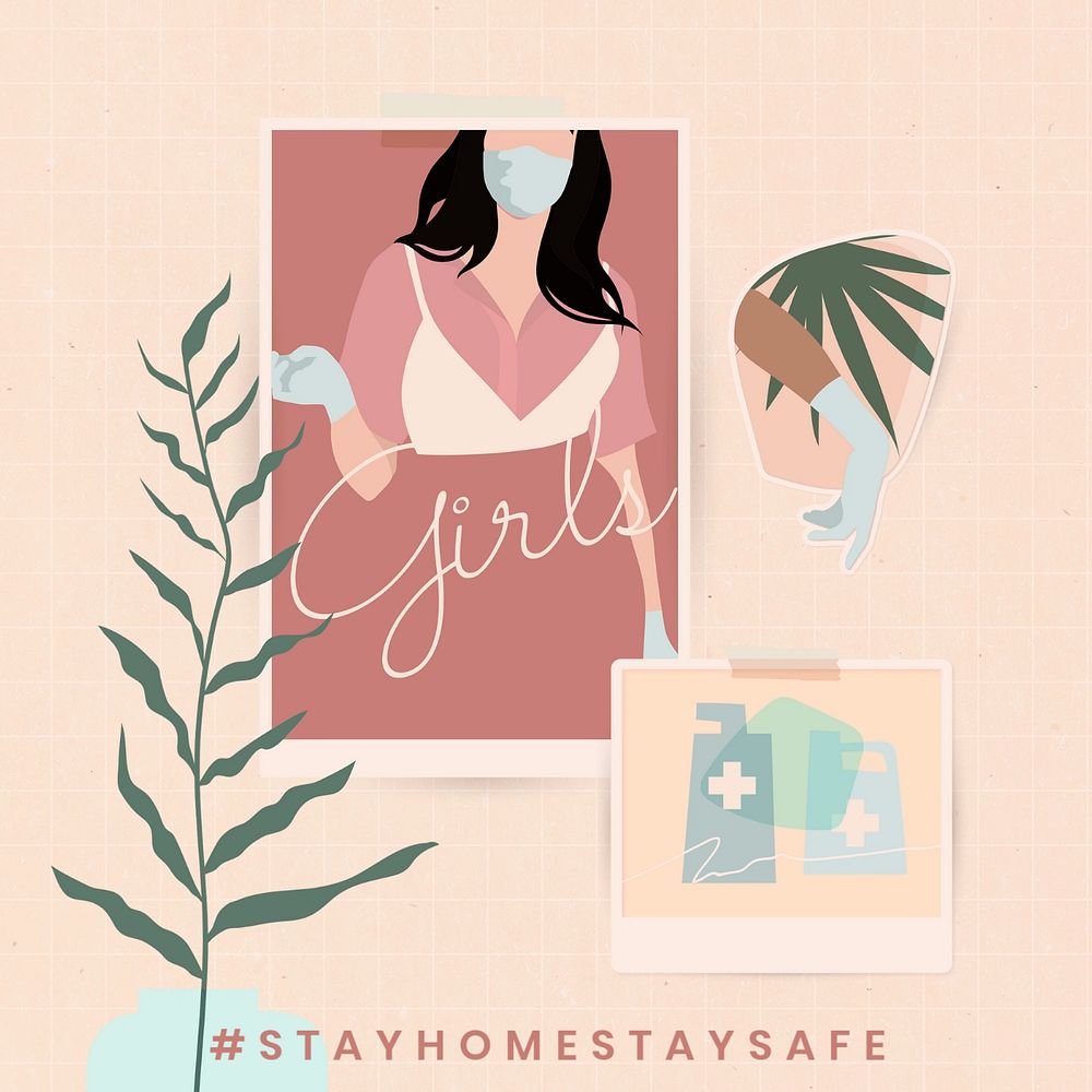 Stay safe Instagram post template, editable design