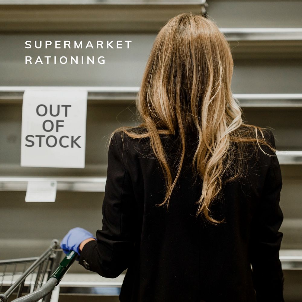 Supermarket rationing Instagram post template, editable design