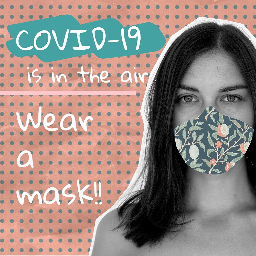 Wear mask Instagram post template, editable design