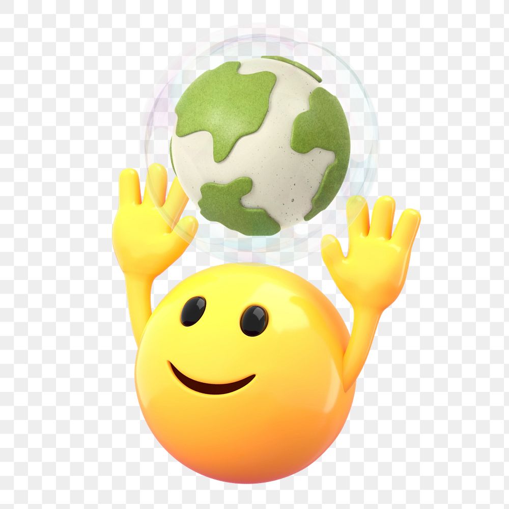 Earth protection  sticker, 3D emoticon editable design