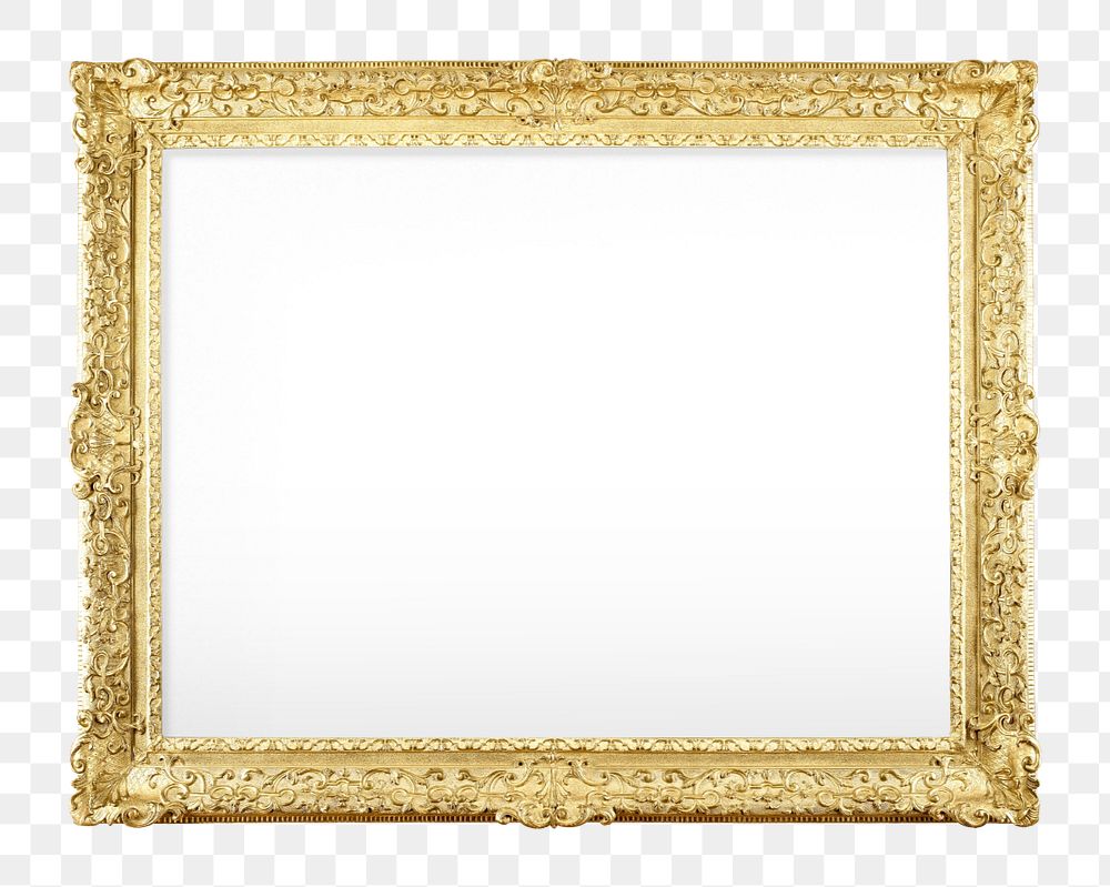 Picture frame mockup element, vintage gold luxurious editable design