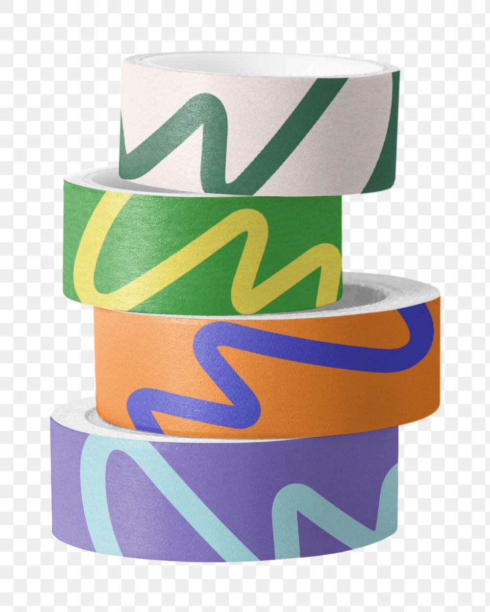 Stacked washi tape rolls mockup element, customizable design