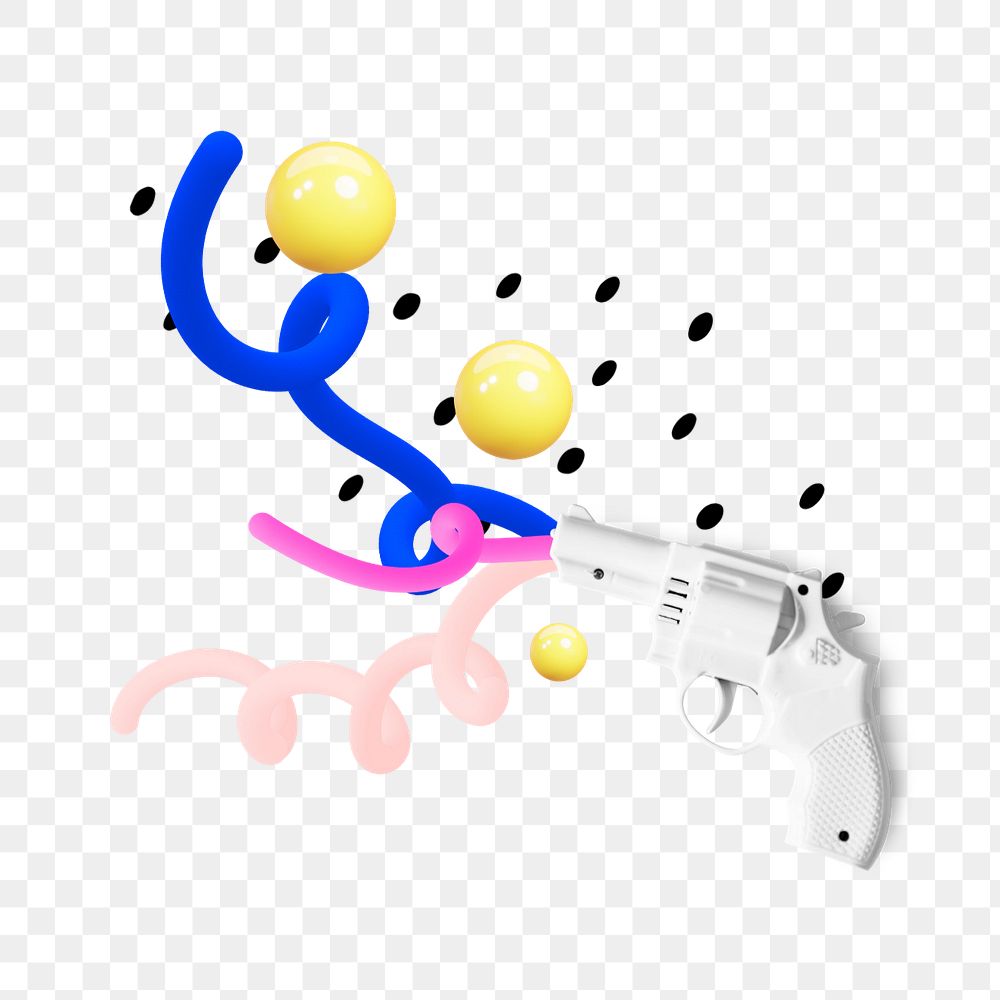 Funky gun png sticker, mixed media editable design