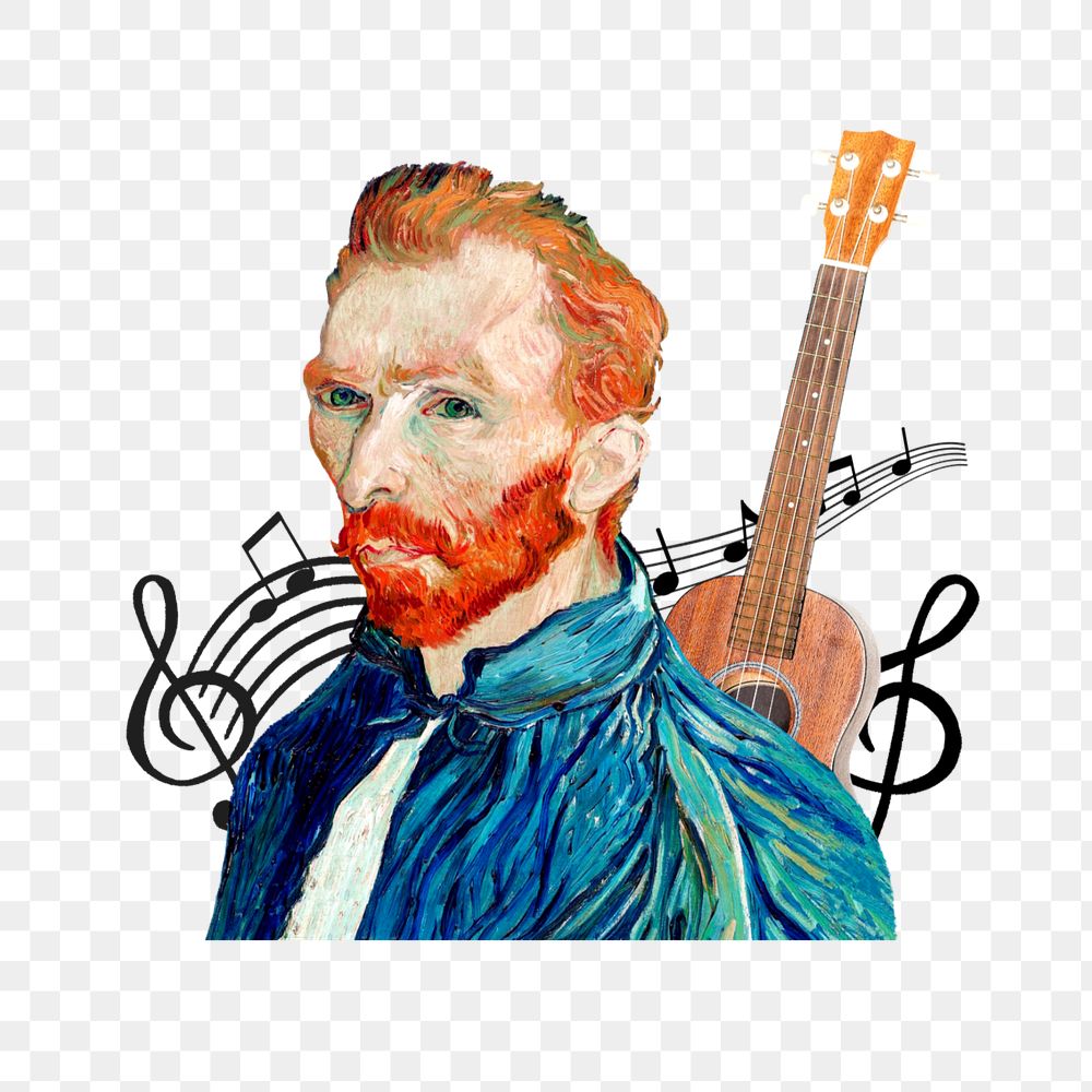  Van Gogh png musician sticker, mixed media editable design. Remixed by rawpixel.