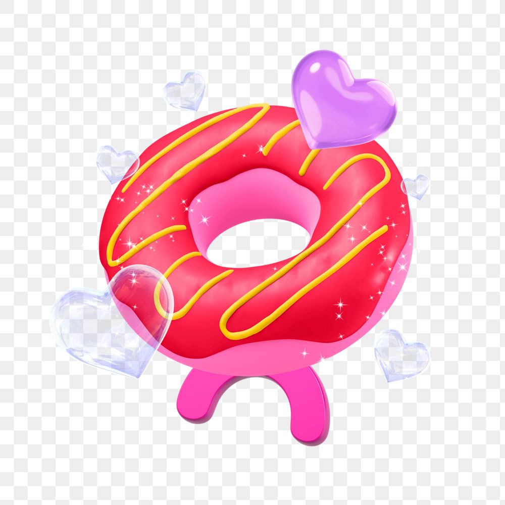 3D donut sticker, mixed media