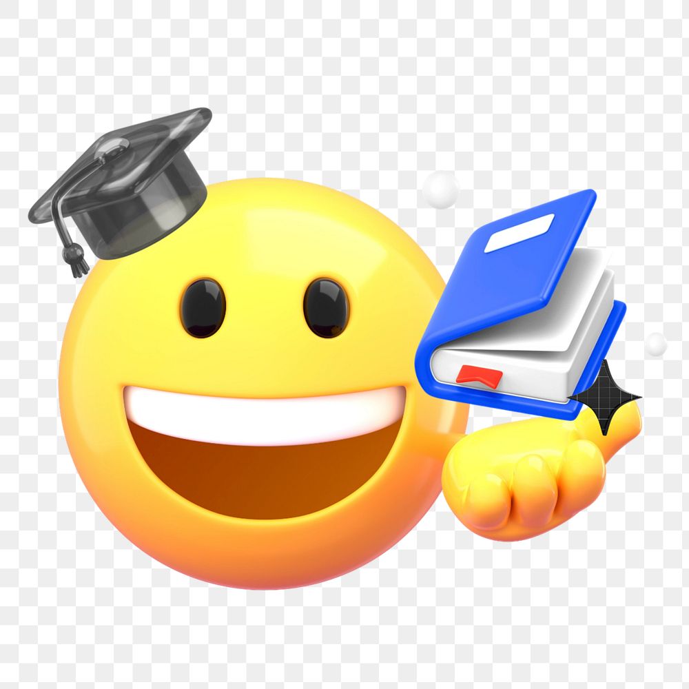 Graduate emoji  sticker, 3D emoticon editable design