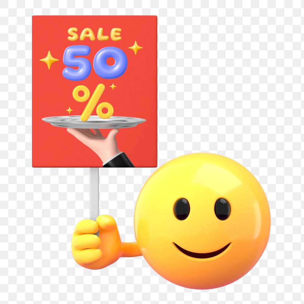 Emoji holding sign mockup, 3D rendered  editable design