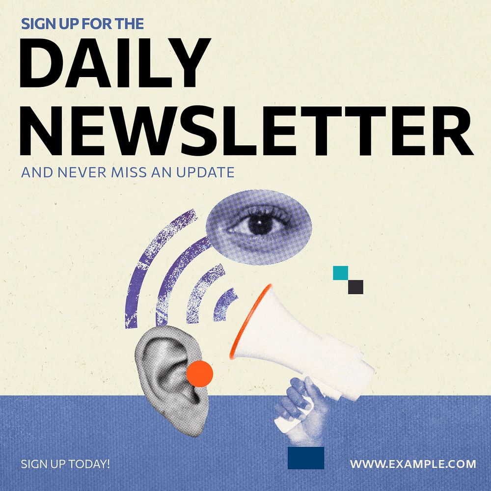Daily newsletter Instagram post template, editable social media ad