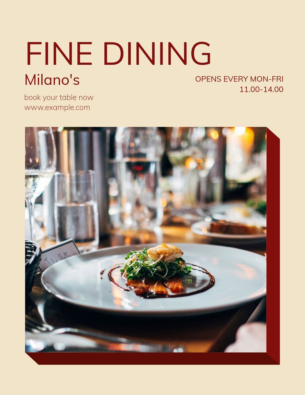 Fine dining flyer template, editable text