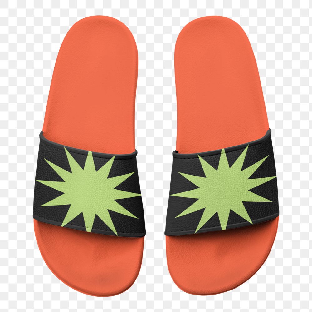 Orange flip-flop mockup element, editable footwear