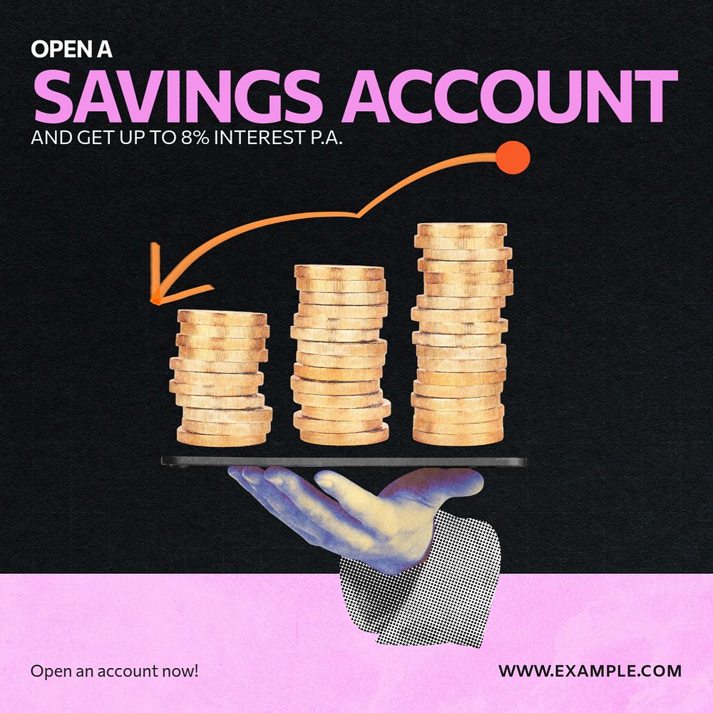 Savings account Instagram post template, editable social media ad