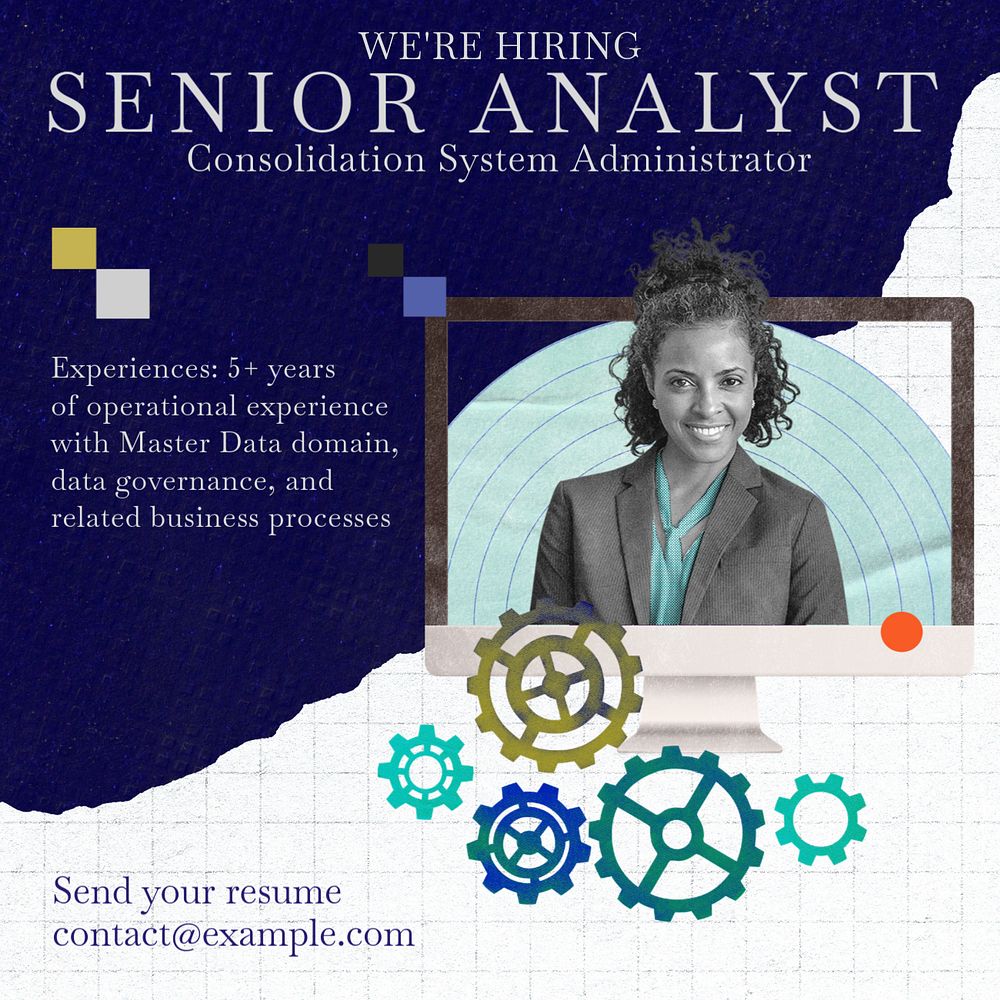 Senior analyst Instagram post template, editable social media ad