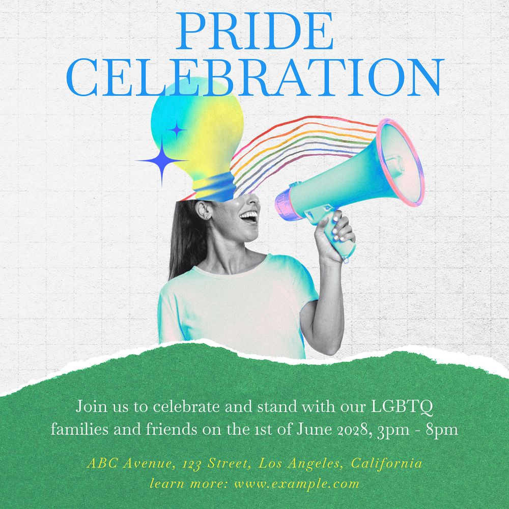 Pride month celebration Instagram post template, editable social media ad