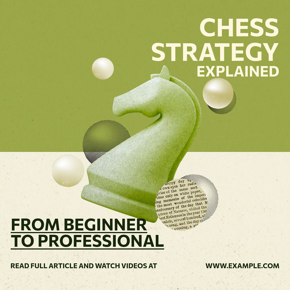 Chess strategy Instagram post template, editable social media ad