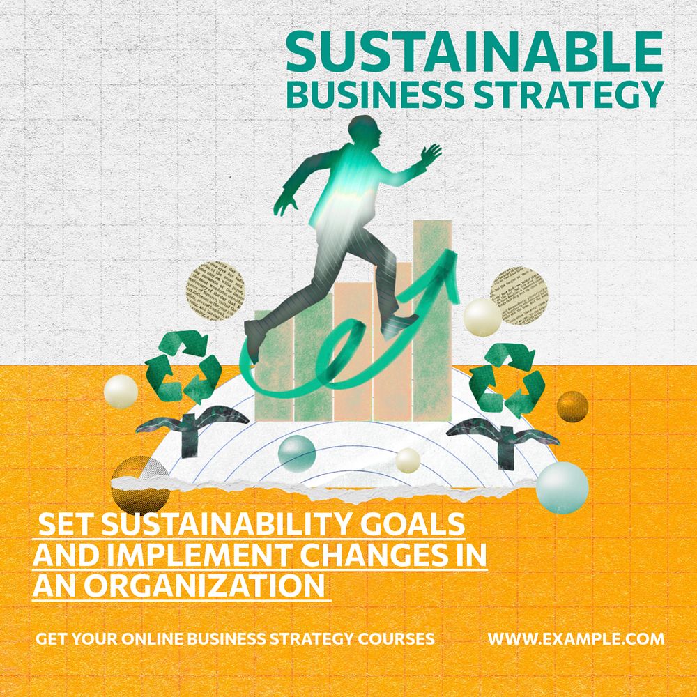 Sustainable business strategy Instagram post template, editable social media ad