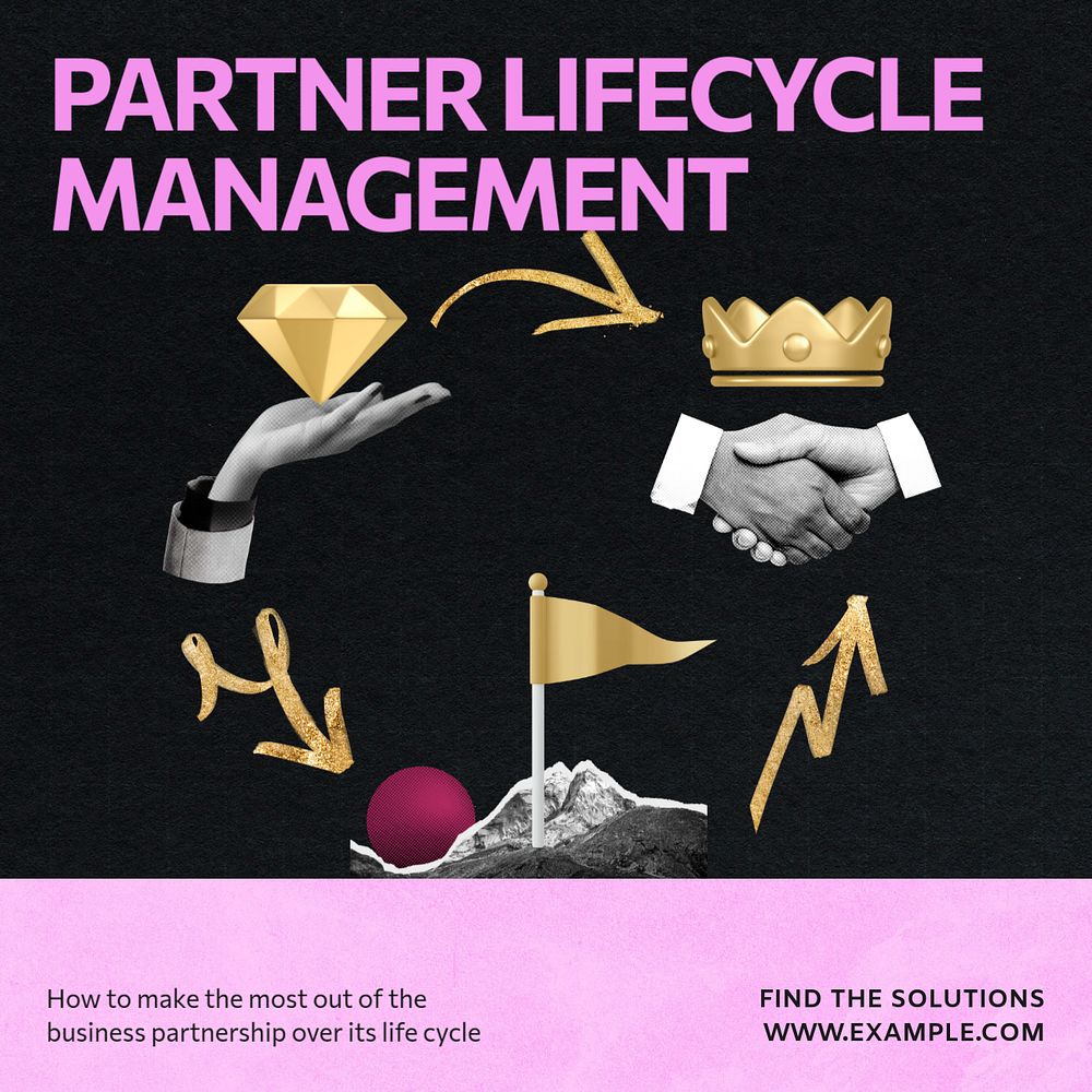 Partner lifecycle management Instagram post template, editable social media ad