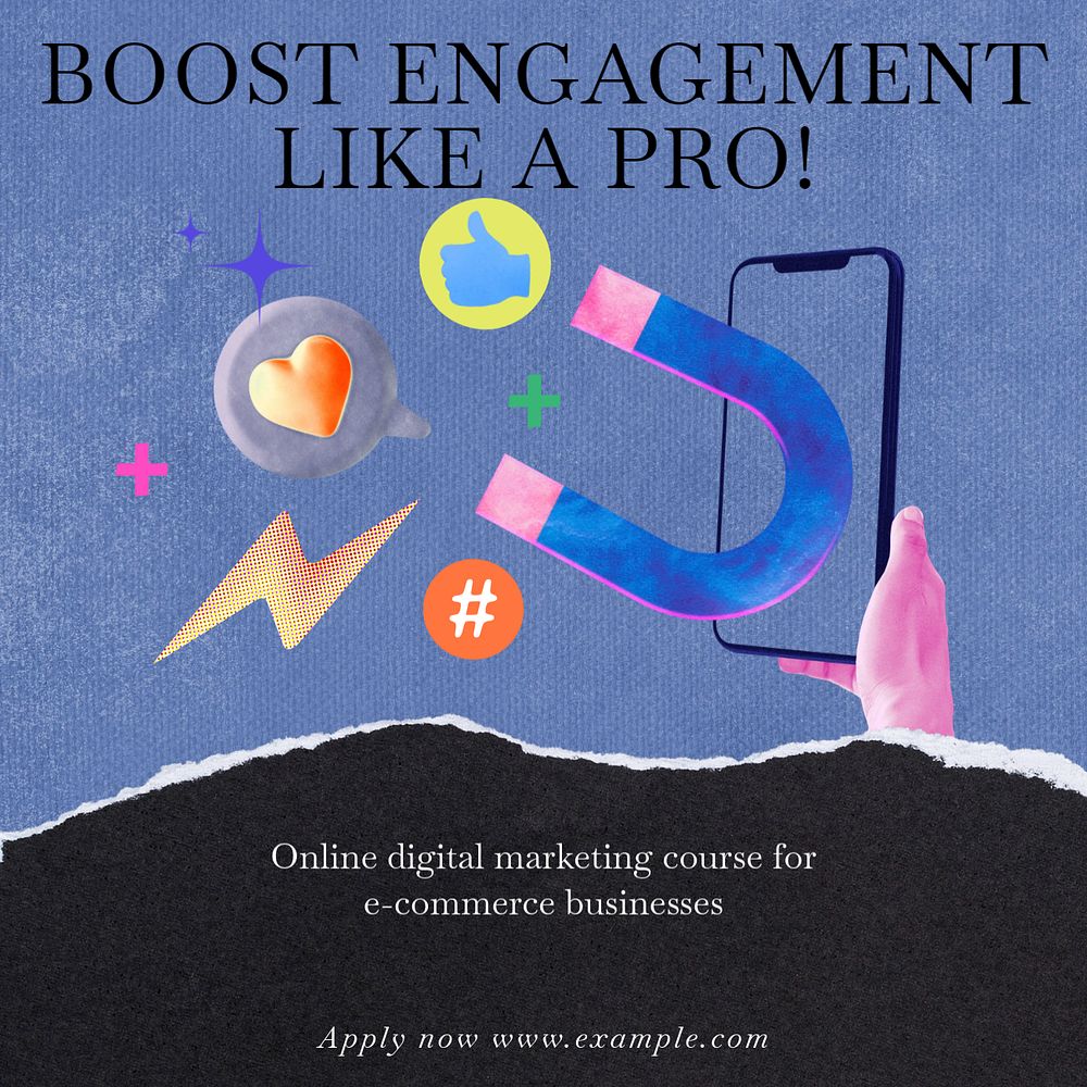 Boost engagement Instagram post template, editable social media ad