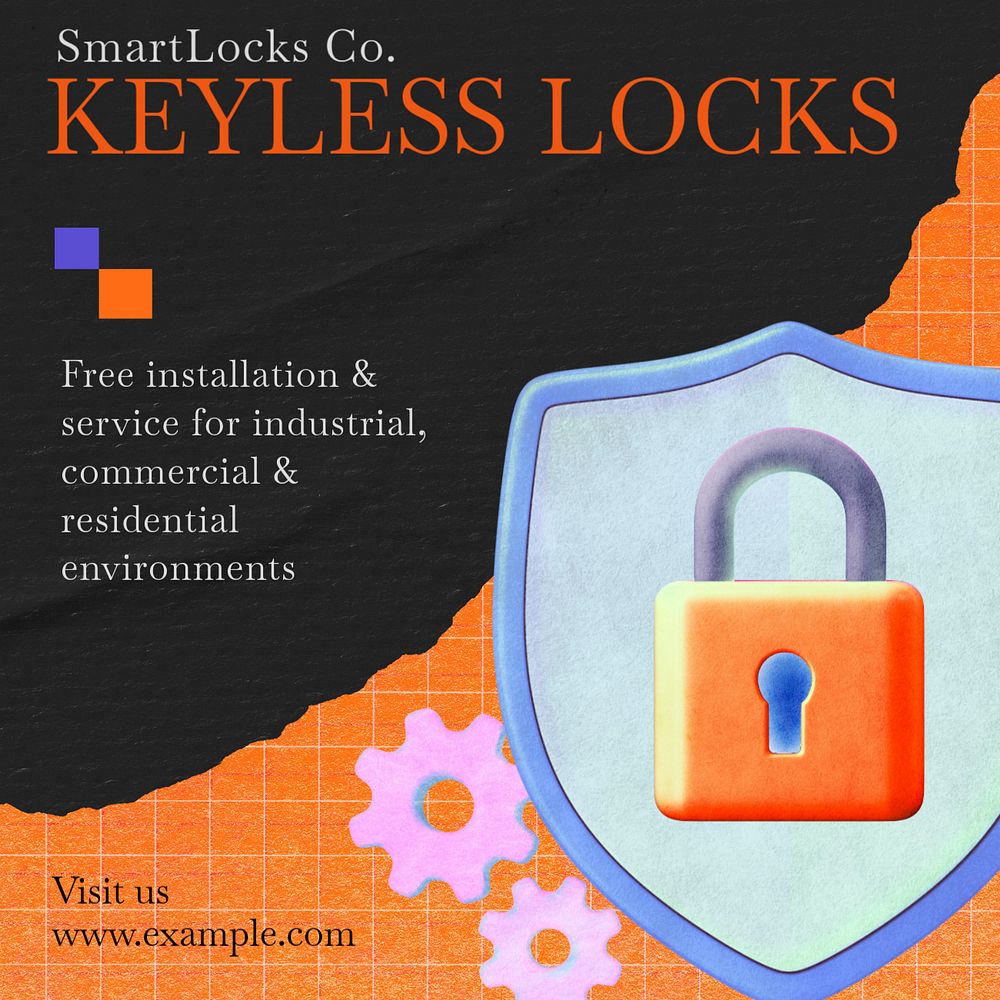 Keyless locks Instagram post template, editable social media ad