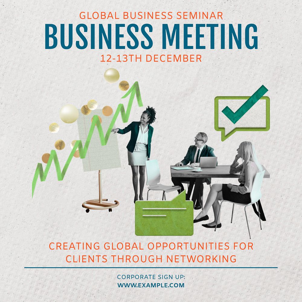 Business meeting Instagram post template, editable social media ad