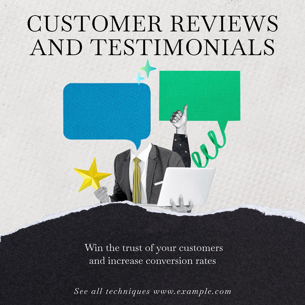 Customer reviews Instagram post template, editable social media ad