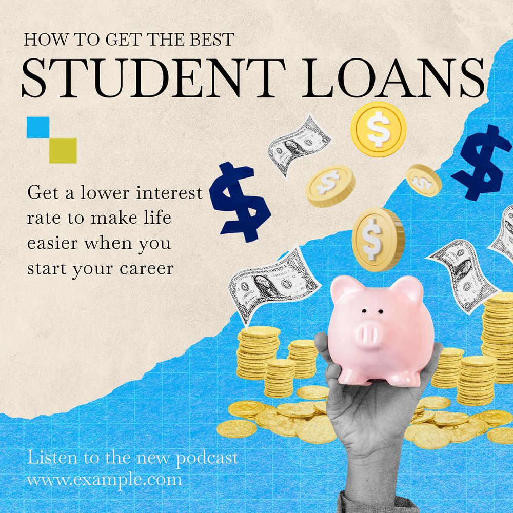 Student loans Instagram post template, editable social media ad