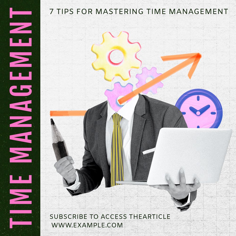 Time management Instagram post template, editable social media ad