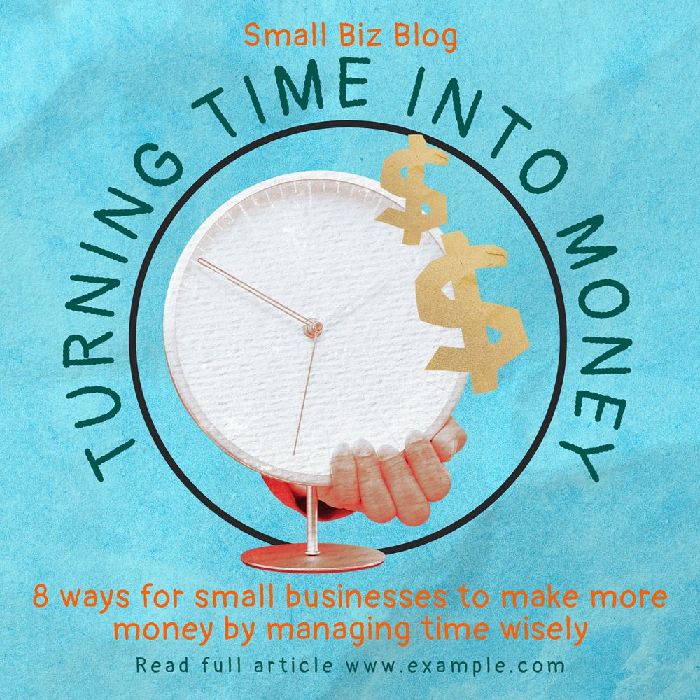 Time management blog Instagram post template, editable social media ad