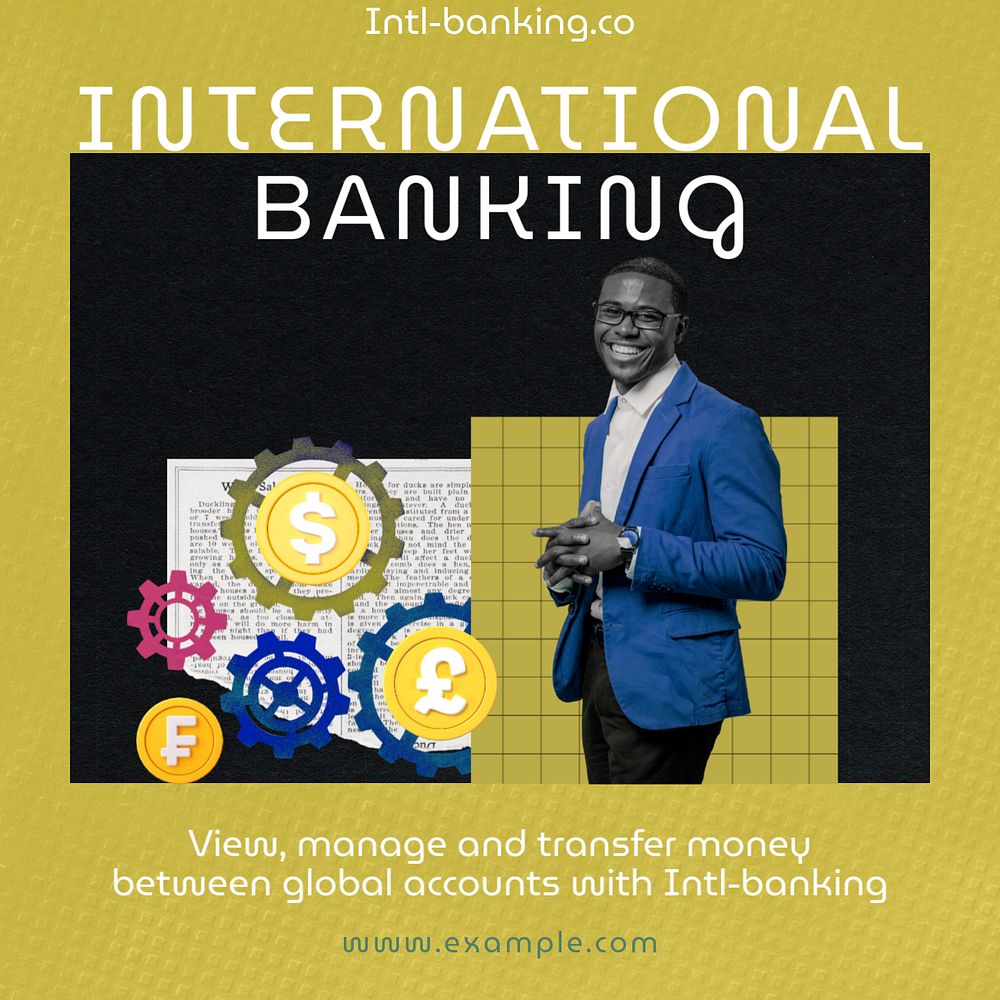 International banking Instagram post template, editable social media ad