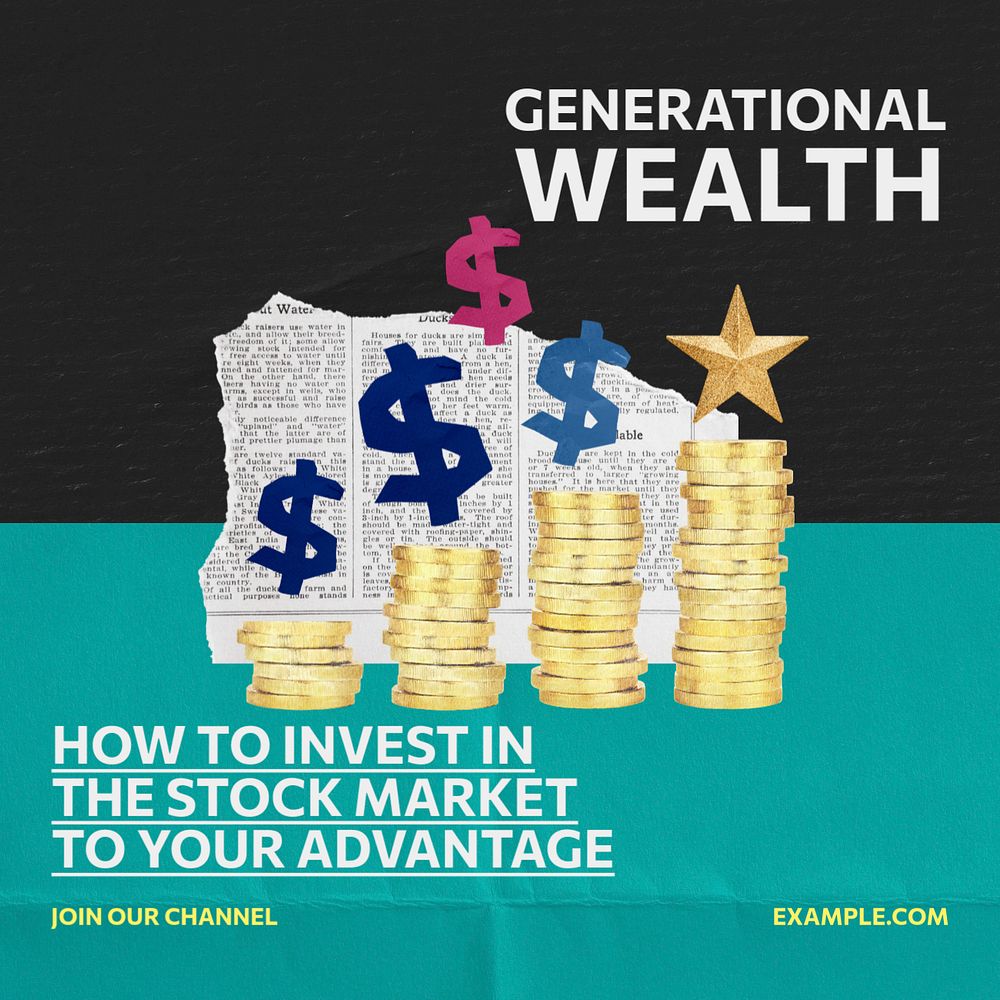 Generational wealth Instagram post template, editable social media ad