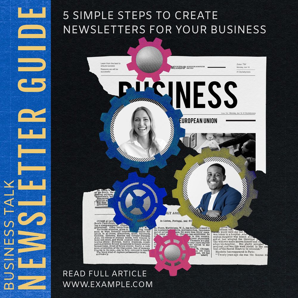 Newsletter guide Instagram post template, editable social media ad