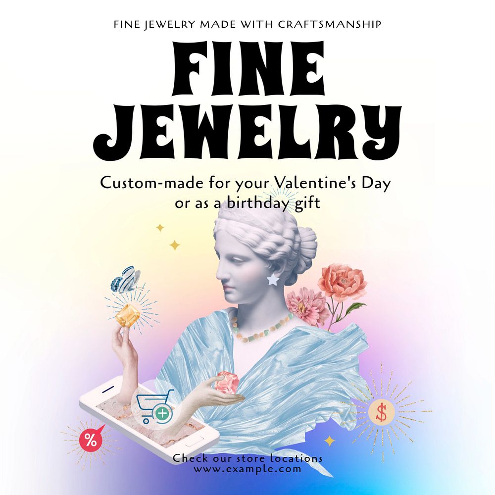 Fine jewelry Facebook ad template, editable text & design