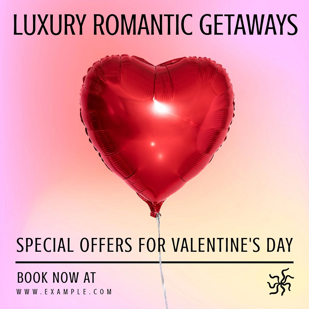 Luxury romantic getaway Facebook ad template, editable text & design