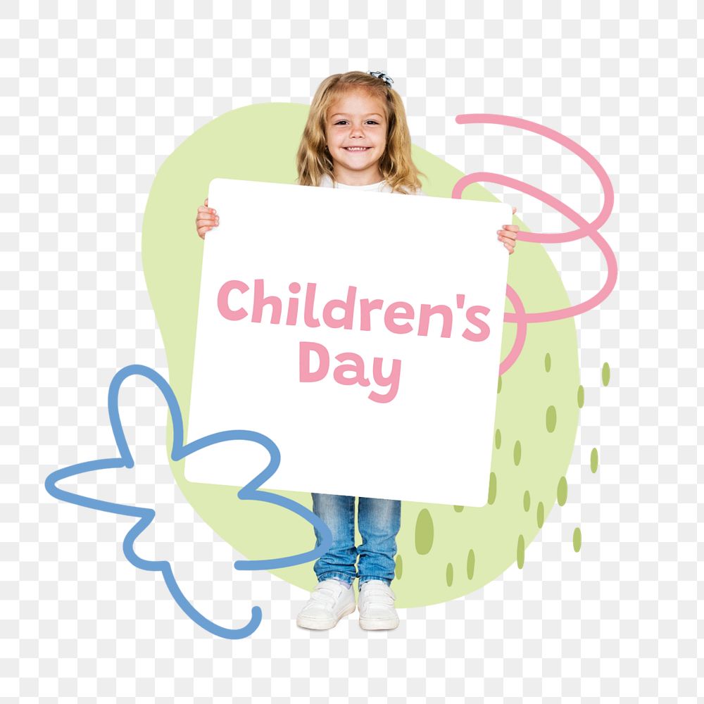 Children's day  word sticker typography, editable design