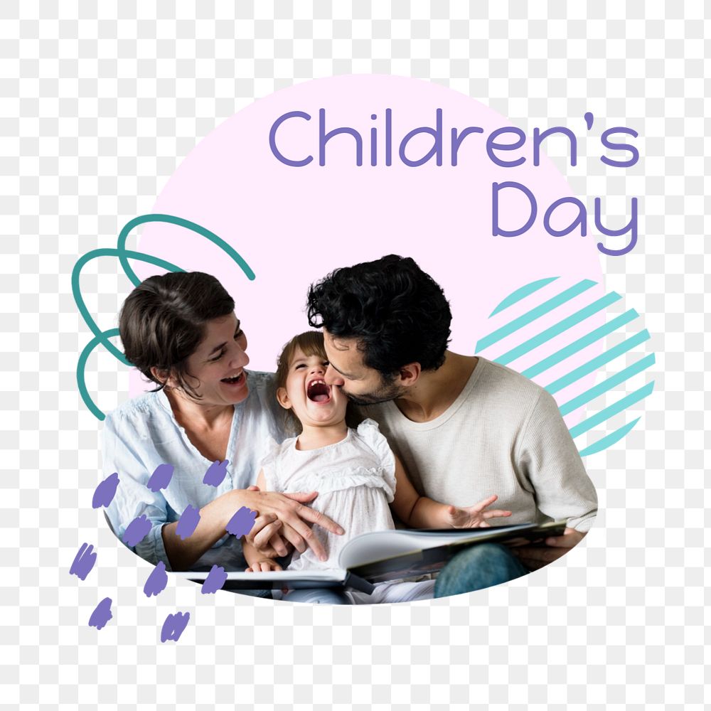 Children's day  word sticker typography, editable design