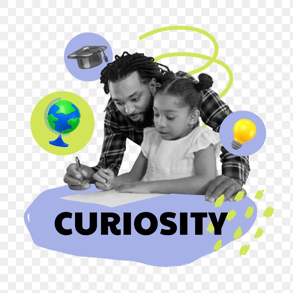 Curiosity  word sticker typography, editable design