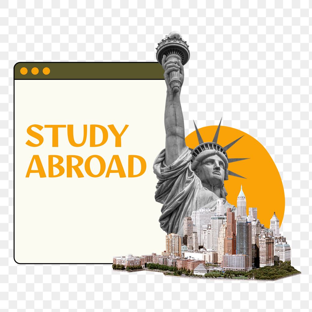 Study abroad  word sticker typography, editable design