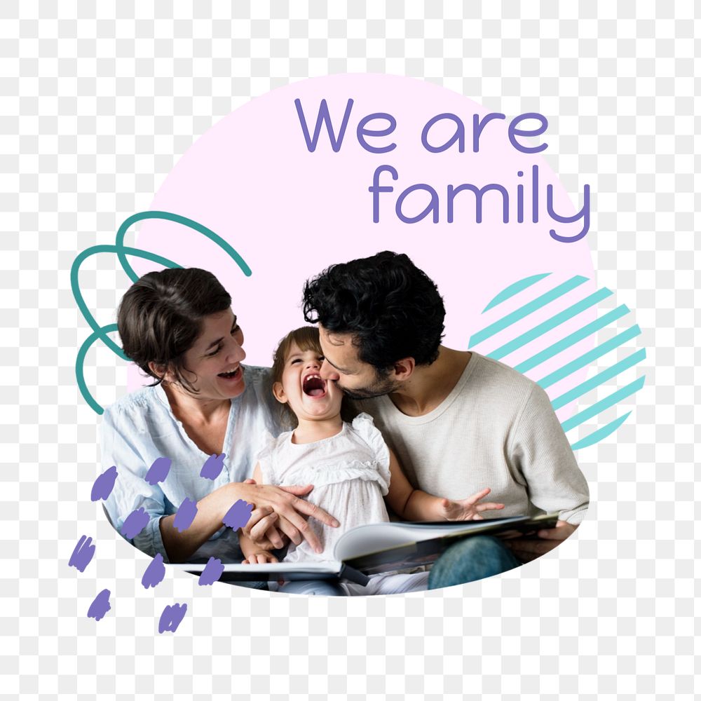 We are family  word sticker typography, editable design