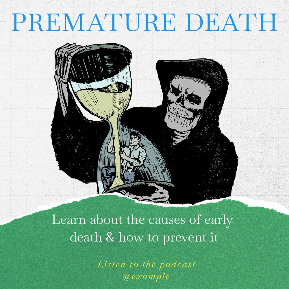 Death podcast Instagram post template, editable social media ad