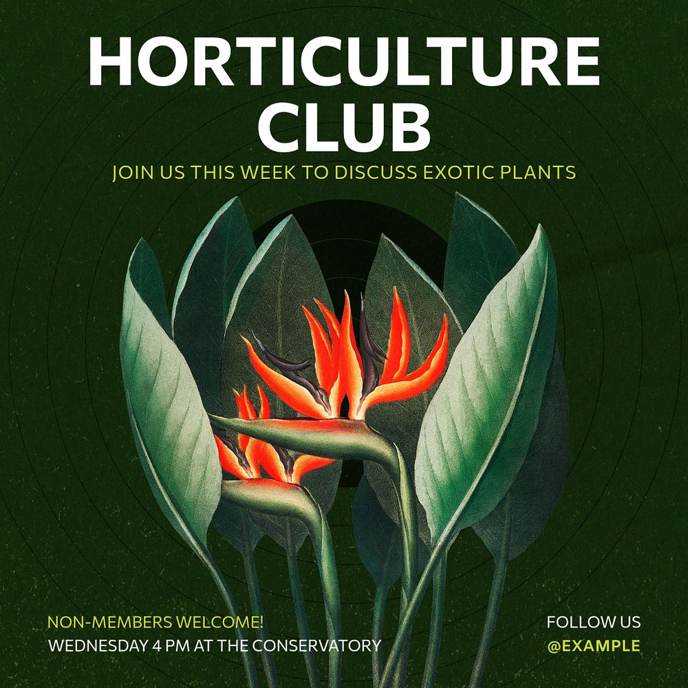 Horticulture club Instagram post template, editable social media ad