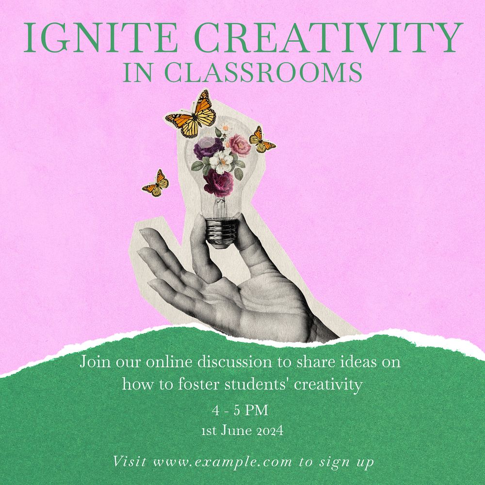 Classroom creativity webinar Instagram post template, editable social media ad