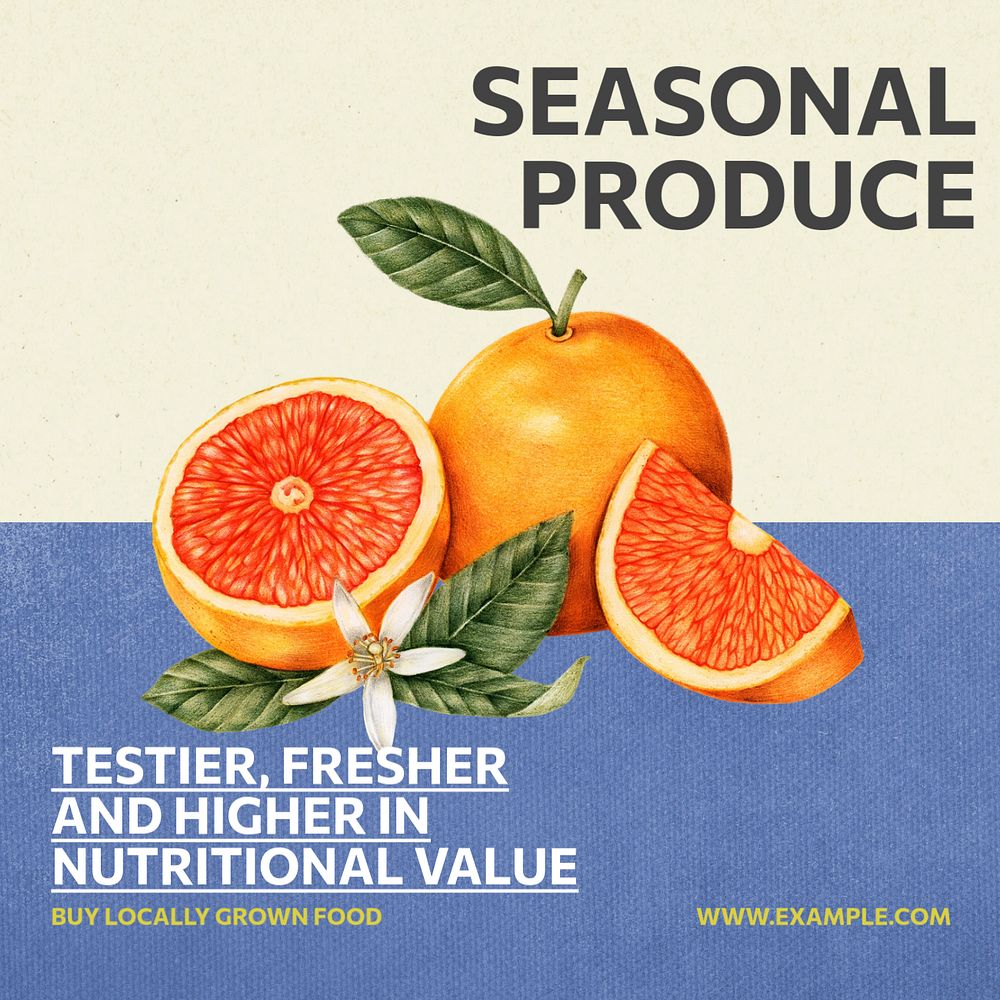 Seasonal produce Instagram post template, editable social media ad