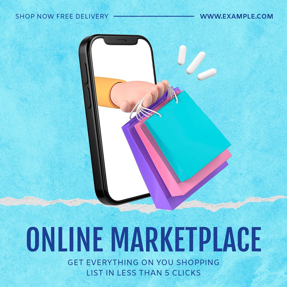 Online marketplace Instagram post template, editable social media ad