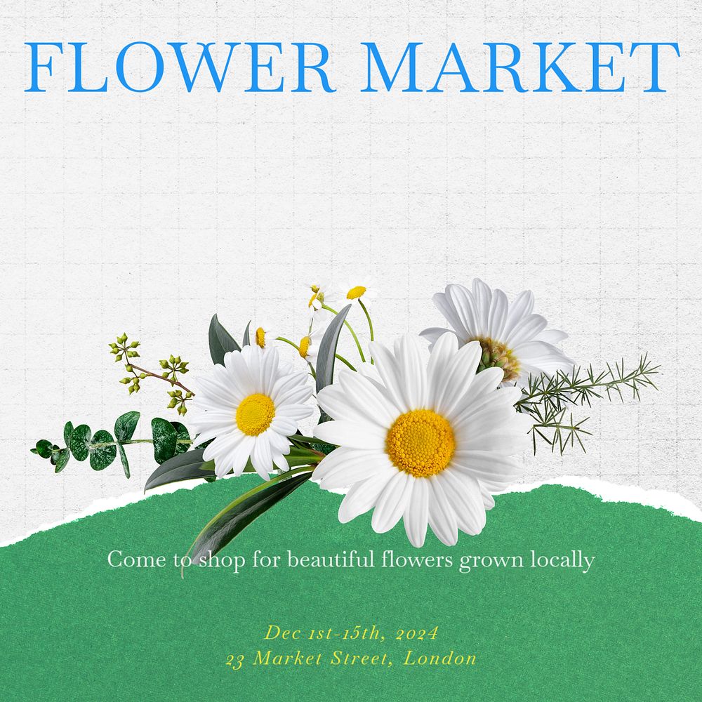 Flower market Instagram post template, editable social media ad