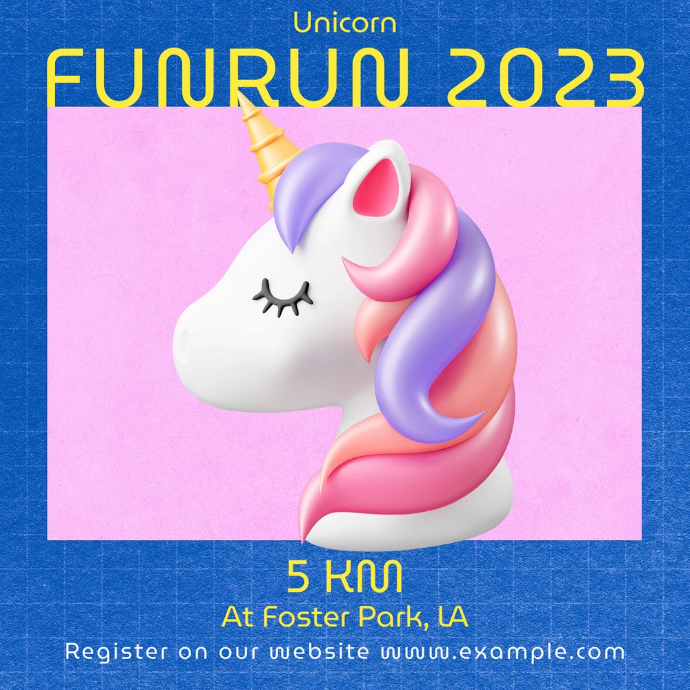 Funrun event Instagram post template, editable social media ad