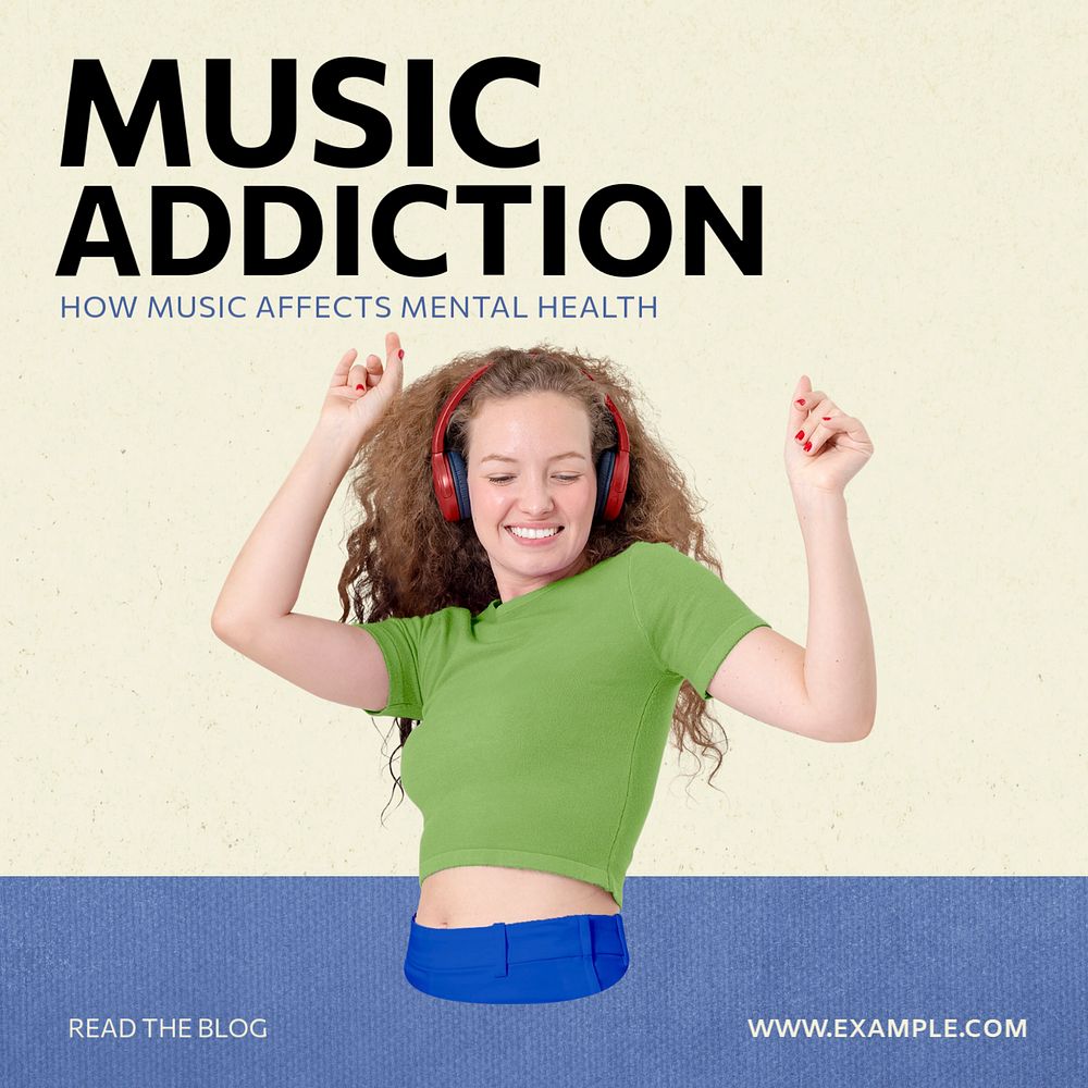 Music addiction Instagram post template, editable social media ad